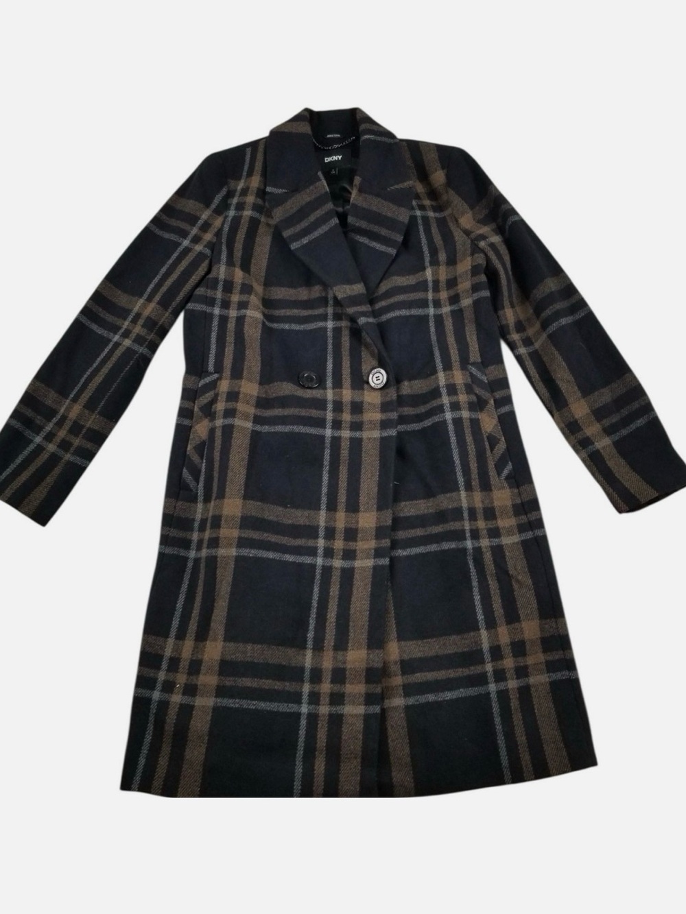 DKNY Navy and Brown Plaid Stylish Comfort for Cooler Weather - Picture 4 of 7